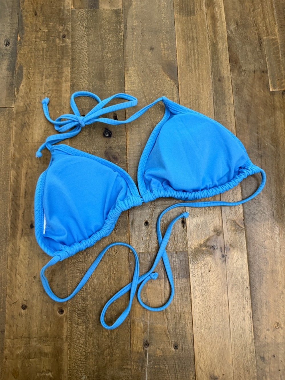 Blue Ribbed Triangle Bikini Top - Picture 2 of 2